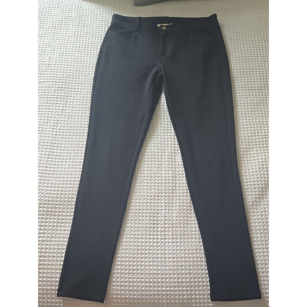 Michael Kors Black Leggings with Gold Logo Button